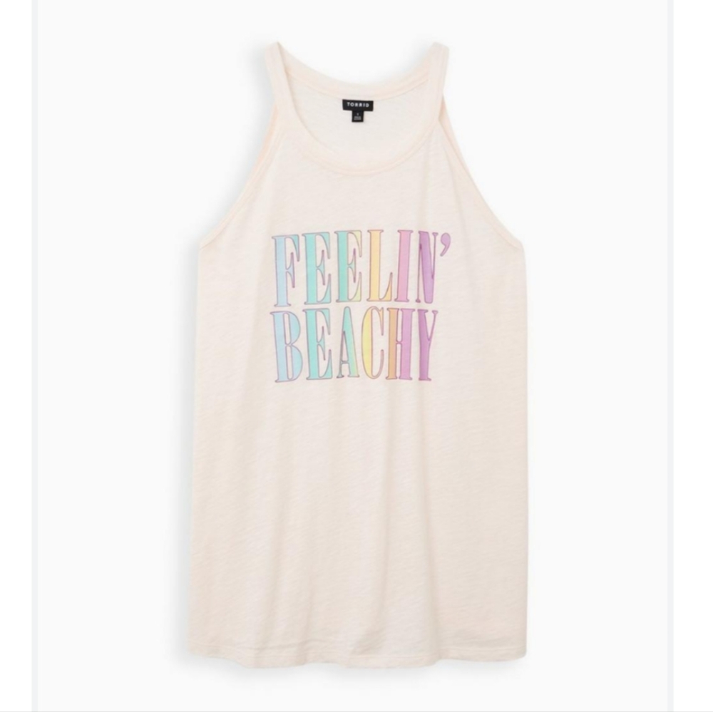 Torrid Cream Tank Top with Multicolor Text
